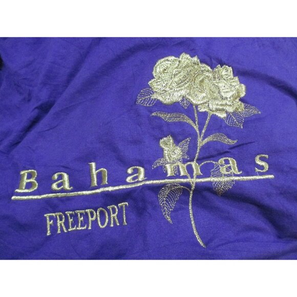 Vintage 90s Bahamas T Shirt Gold Embroidered Adult XL Flowers - Picture 4 of 5